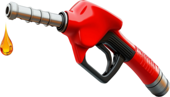 A red gas pump with a drop of oil png