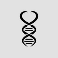Minimal black icon of heart dna helix representing genetic science concept vector