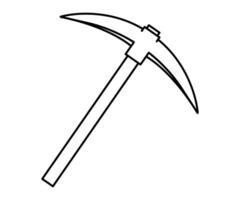 Hand drawn cute outline illustration of pickaxe instrument. Flat miner or digger tool line art doodle style. Support service hardware icon. Settings or fix problem. Crypto currency. Isolated. vector