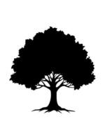 Black Trees and root with leaves symbol simple style. vector