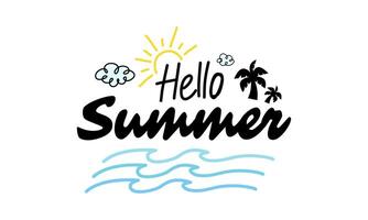 Hello summer text and element of season. vector
