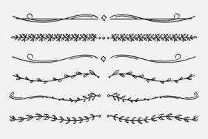 Hand-Drawn Nature Floral Vine Line Divider for Text Layout Separator Decoration Element Collection. vector