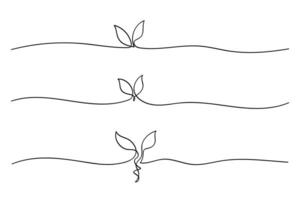 Growing sprout one continuous line art collection. illustrations vector