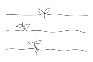 Growing sprout one line art collection. illustration. vector