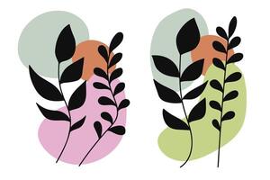 Silhouette botanical bohemian style collection. illustration. vector