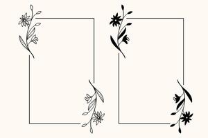 Botanical line art border frame collection. Wedding frame border. vector