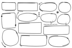Hand drawn doodle style collection of bubble chat,arrows, circles and shape collection. vector