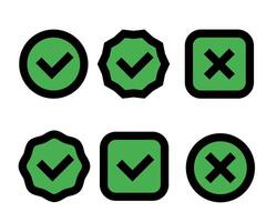 Checkmark icon. Green and black checkmark set. Checked check box sign. illustration. vector