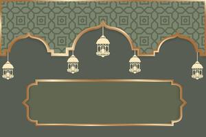 Islamic with decorative elements and green background. vector