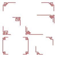 Traditional chinese border frame with red geometric pattern vector