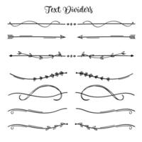 Nature text divider line art for text layout separator decoration element collection. vector