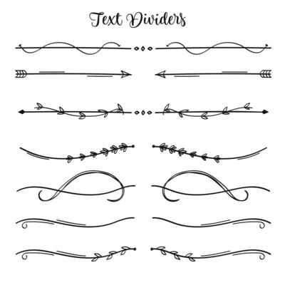 Nature text divider line art for text layout separator decoration element collection.
