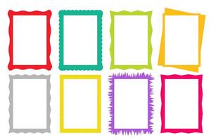 Set of rectangle frames with wavy edges. Zigzag wavy edges, rectangles, photo frames, text boxes, tags, labels. vector