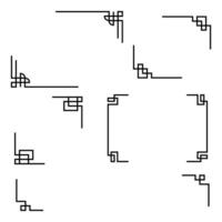 Traditional chinese border frame with black geometric pattern. vector