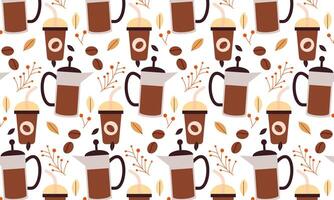 Coffee Time Seamless Pattern Design . vector