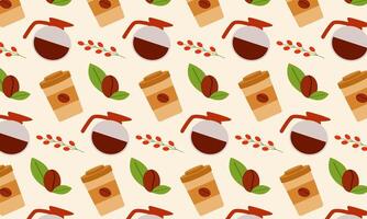 Coffee beans seamless pattern, background vector