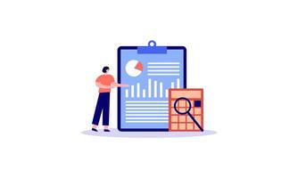 Concept of financial reports, digital accounting, financial audit and research vector