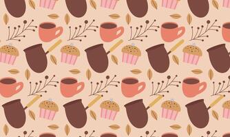 Coffee Time Seamless Pattern Design vector