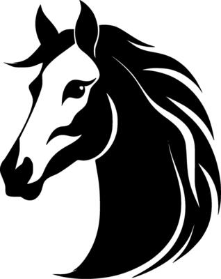 Premium Black and White Horse Icon - High-Quality Design for T-Shirts, Mugs, and More - Perfect for Animal Lovers and Equestrian Enthusiasts