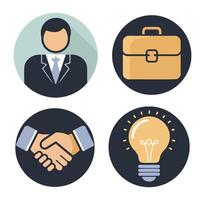 Business Icons with Professional, Briefcase, Partnership, and Idea Concepts for Workplace vector