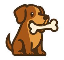 Illustration of a Playful Dog with a Bone in Its Mouth vector
