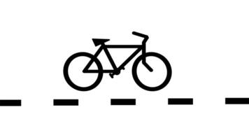 une vélo est centré plus de une pointillé chemin, symbolisant voyage, direction, et durable transport par minimaliste, nettoyer visuel conception video