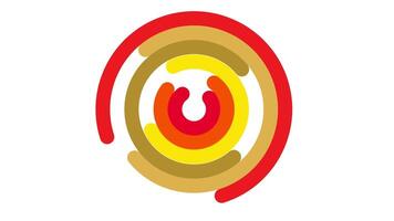 Circular rings ripple outward in concentric layers of orange, red, and yellow, representing targets, goals, and expanding progress video