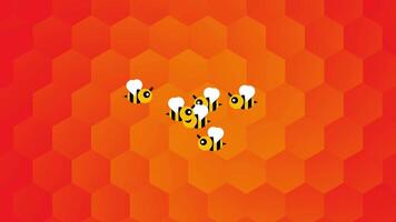 A swarm of bees moves energetically across a honeycomb background, emphasizing nature order and chaotic unity through insect coordination video