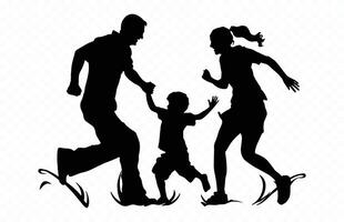 Happy Family Playing Silhouette Clipart vector
