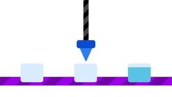 A machine precisely drops cubes onto a conveyor belt in a calculated pattern, illustrating mechanical accuracy and control in motion. video