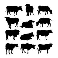 collection of cow image silhouette vector