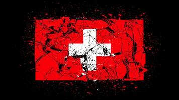 National flag of switzerland, economy collapse, country crisis or break concept animation switzerland flag on transparent background, alpha channel 4k footage video