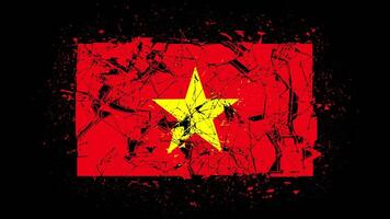 National flag of vietnam, economy collapse, country crisis or break concept animation vietnam flag on transparent background, alpha channel 4k footage video
