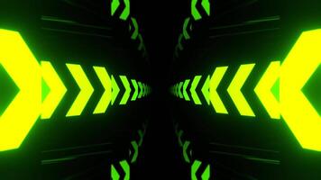 Light Green Elegant Hallway with Neon Arrows Background VJ Loop in 4K video