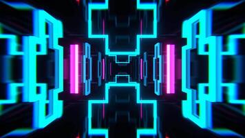 Cyan and Pink Neon Tunnel with Flashing Geometric Shapes Background VJ Loop in 4K video