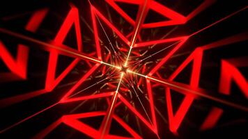 Red and Orange Mirrored Geometric Flashing Corridor Background VJ Loop in 4K video