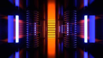 Blue and Orange Alien Strobe Corridor with Vertical Portal Background VJ Loop in 4K video