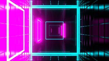 Cyan and Pink LED Dynamic Square Strobe Tunnel Background VJ Loop 4K video
