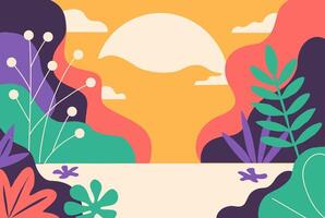 Abstract art tropical banner with colorful forest vector