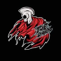 the dark skull with red mantle burn vector