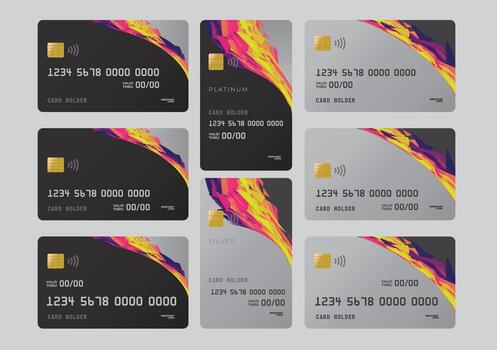 credit card template with reveal of colorful design vector