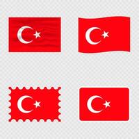 Turkey national flag in four different styles. vector