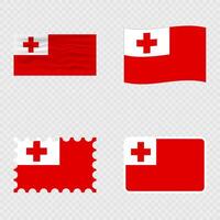 Tonga national flag in four different styles. vector