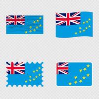 Tuvalu national flag in four different styles. vector