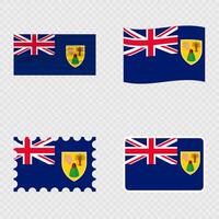 Turks and Caicos Islands national flag in four different styles. vector