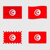 Tunisia national flag in four different styles. vector