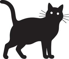 a black cat is standing in front of a white background vector