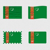 Turkmenistan national flag in four different styles. vector