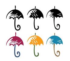 Set of logos of color umbrellas. vector