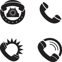 Silhouette set of call icon vector